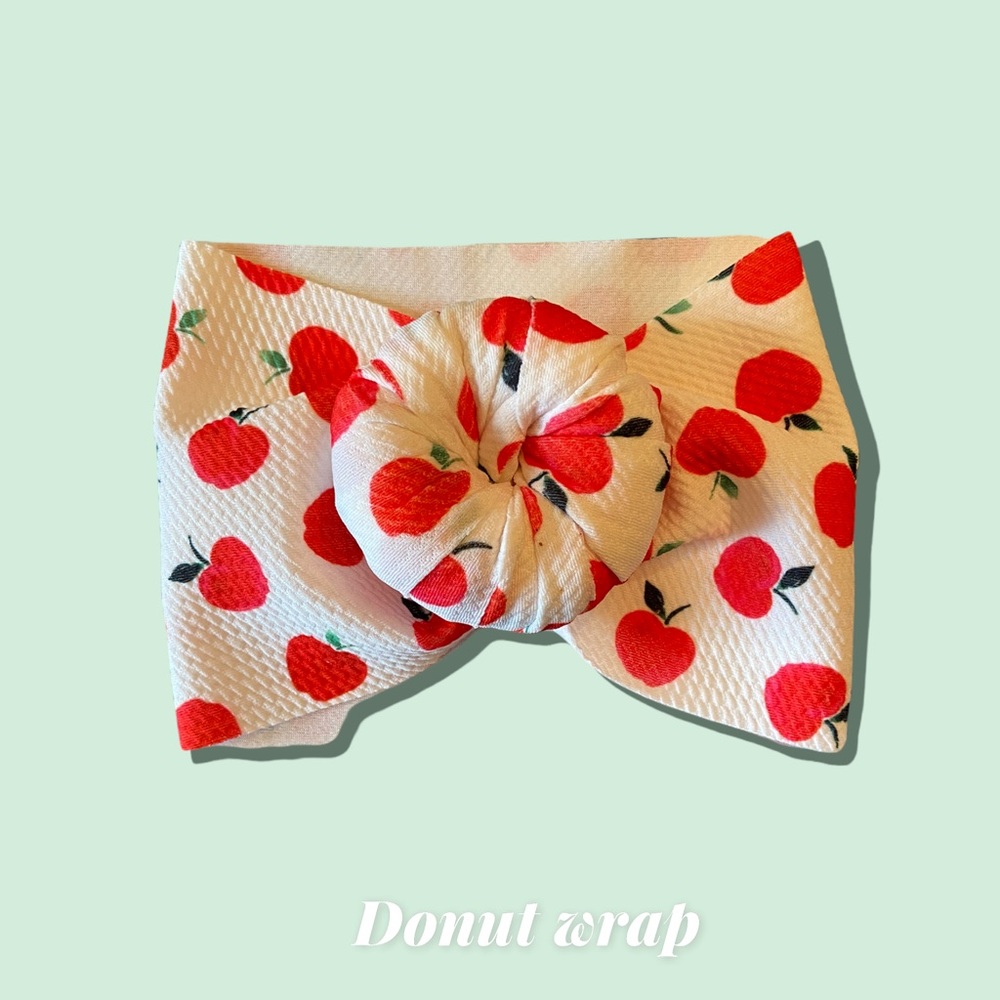 Apple print donut head wrap